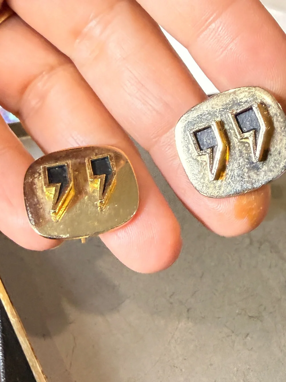 Gold-Tone Men’s Cufflinks with Black Accent